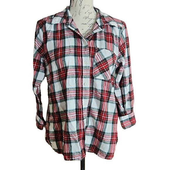 Time and Tru Ladies Size Small Red Plaid Flannel Shirt - Picture 1 of 4